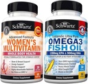 Kadınlar Kapsülleri için Günlük Multivitamin (1 Ay Supply) Plus Triple Strength Omega Omega 3 Fish Oil Softgels (1 Ay Supply)