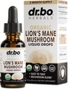 Lions Mane Mushroom Supplement Drops - Organik Lion's Mane Mushroom Liquid Tincture for Focus, Fog Brain Health Supplements - Vegan Herbal Nervine Nootropic Organic Lions Sıvı Supplement 1oz