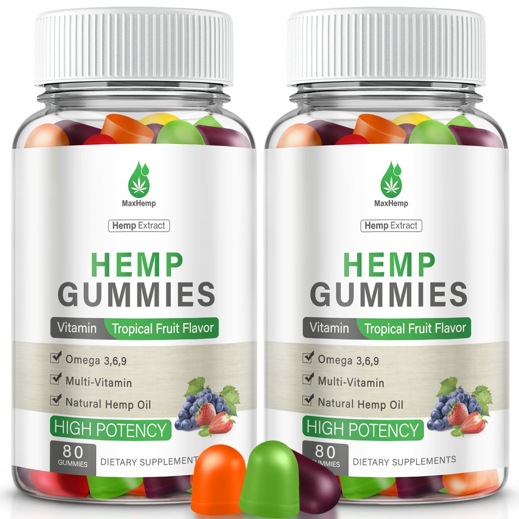 Hemp Gummies High Potency for Pain, Sleep, Anxiety - Hemp Gummy 100% Natural Organic Extra Strength with Pure Hеmp Oil Extract Vegan Bear Candy (2 Packs
