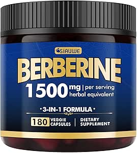 Berberine Supplement - Berberine Kilo Kaybı, Yüksek Lisans Berberine HCL, Plus Citrus Bergamot - Metabolic, Digestive ve Immune Support - Vegan, Non-GMO, 180 Capsules