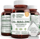 Natural Nutra Calcium Magnesium Zinc (Cal-Mag Zinc) Supplement with Vitamin D3 for Bone Strength, Helps Improve Digestion, Health Gluten Free and Sugar Free, Essential Mineral Complex (100 Count)