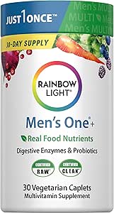 Erkekler için Rainbow Light Multivitamin, C, D & çinko, Probiyotikler, Erkeklerin Bir Multivitamin Yüksek Potency Immune Support, Non-GMO, Vegetarian, 30 Tabletler,