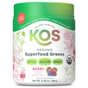 KOS Organic Superfood Greens Powder - Gut Health from Prebiotic Fiber, Supergreens and Adaptogens - USDA Certified Organic, Made in a GMP Certified Facility - 28 Services Berry