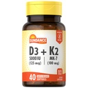 Sundance Vitamin D3 K2 | 40 Quick Release Softgels | 5000 IU | Non-GMO and Gluten Free Supplement