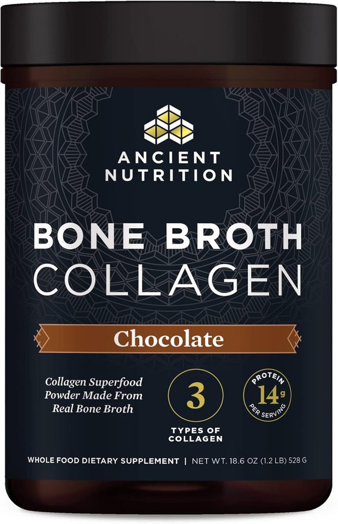 Eski Beslenme Collagen Toz, Bone Broth Collagen, Chocolate, Hydrolyzed Multi Collagen,, Supports Skin and Nails, Ortak Supplement, 30 Hizmet, 18.6oz