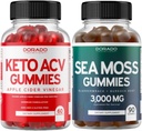 Keto ACV Gummies (60 Kont) Gelişmiş Kilo Kaybı Formula ve İrlandalı Deniz Moss Gummies (90 Kont) Bladderwrack & Burdock Root for Yourroid, Energy & Immune Support - Non GMO, Vegan Safe & Made in US