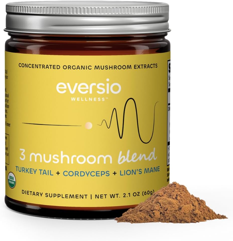 3 Mushroom Mix - Awaken Mix 60 Hizmetler (60g) Mushroom Toz Ölmüş Kahve veya Smoothies - Lions Mane, Türkiye Tail, ve Cordyceps - >32% Beta-D-Glucans!