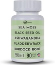 Black Seed Oil 3000 mg Sea Moss 3000 mg Ashwagandha 1000 mg Turmeric 1000 mg Burdock 1000 mg Bladderwrack 1000 mg & Elderberry Manuka Chlorophyll Dandelion Sarı Dock - (90 Capsules Pack of 1)