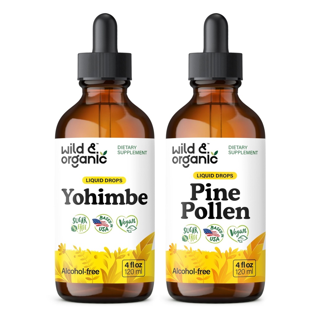 Wild & Organic Yohimbe Tincture 4 fl oz & Pine Pollen Tincture 4 fl oz