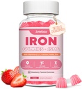 Vegan Demir Kadın ve Erkekler için Gummies, Anemia, Blood Builder & Energy Support for Iron Deficiency, C, A, B Kompleksi, Folate, CoQ10, Sugar Free, Non-GMO, 60 Kont