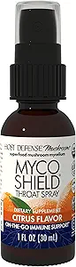 Host Defense MycoShield Throat Spray - Immune Health Support - Dietary Mushroom Supplement with Chaga, Reishi, Turkey Tail & More - On-The-Go Immune Support - Citrus Flavor, 1 fl oz (71 Servings)*