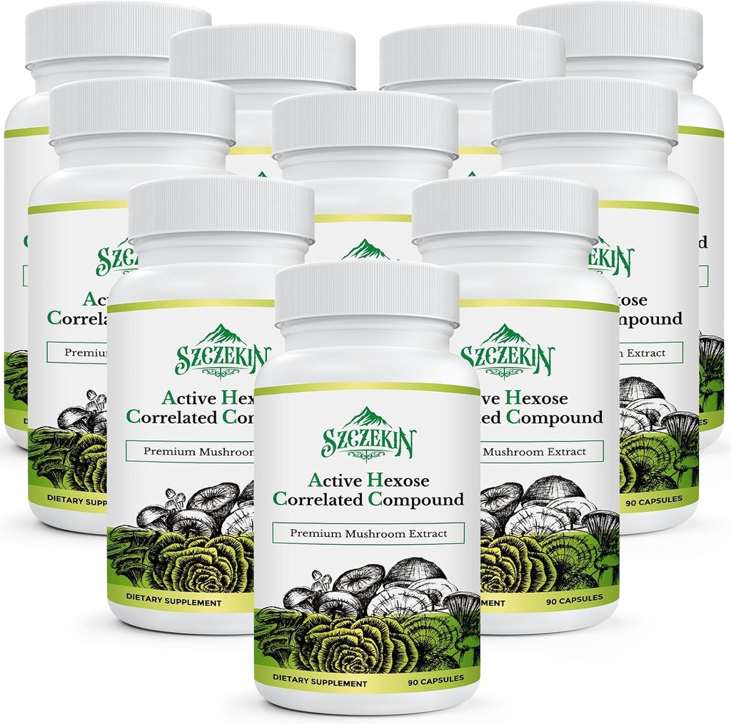 Active Hexose Correlated Compound 1500 mg Supplement, Natural 8 Mushroom Extract Supplement, Immune System, Liver Function, Natural Killer and T Cells Activity, 900 Veggie Capsules