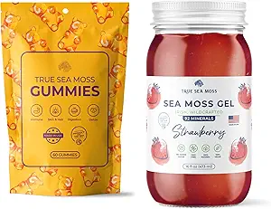 TrueSeaMoss Sea Moss Gummies Pouch & Strawberry Sea Moss Gel