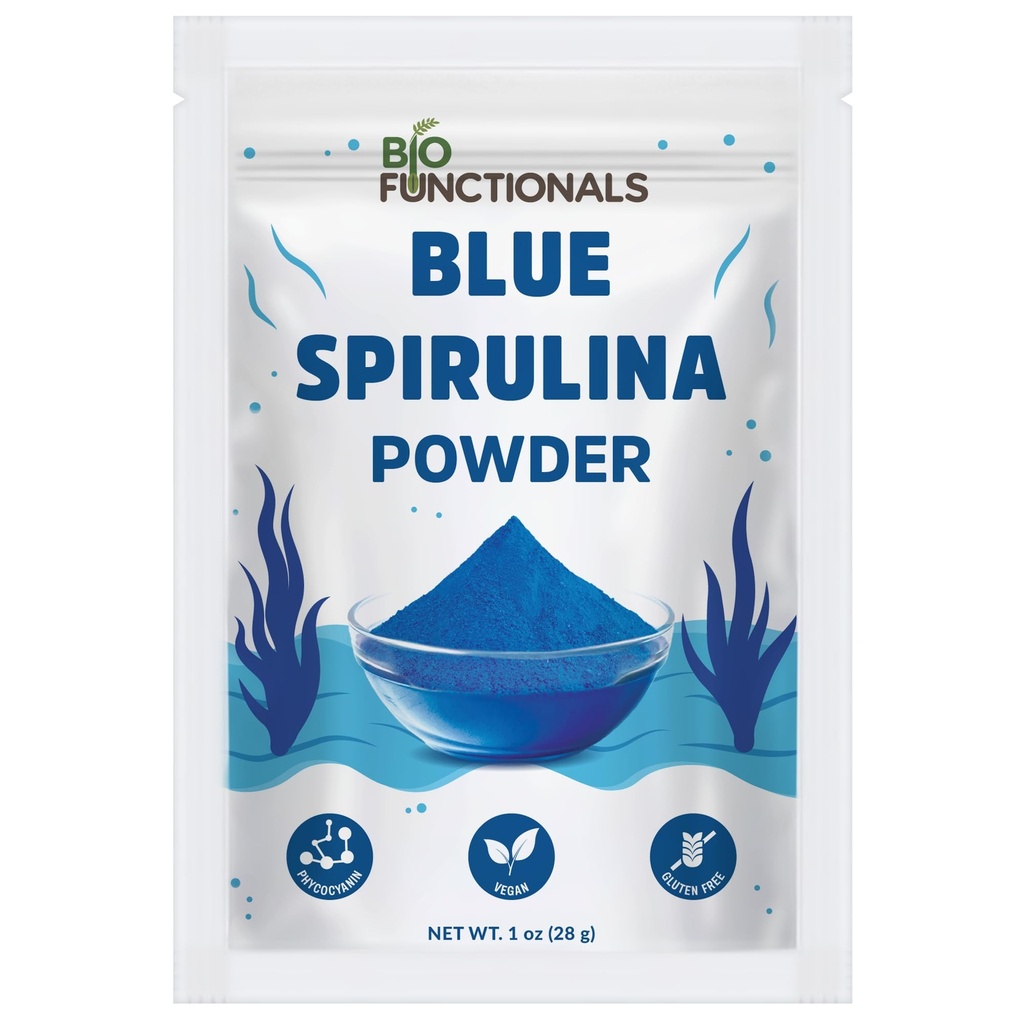 Blue Spirulina Powder 1 oz Espirulina Natural Blue Food Coloring, Phycocyanin Extract, Vegan Superfood Perfect for Smoothie, Baking, Energy Bar