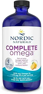 Nordic Naturals Complete Omega, Lemon Flavor - 16 oz - 1270 mg Omega-3 - EPA & DHA με Προστιθέμενη GLA - Υγιεινή επιδερμίδα, Γνωστική, Θετική διάθεση - Μη ΓΤΟ - 96 Υπηρεσίες