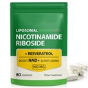 NAD Supplement, 900 mg - Liposomal Nicotinamid Riboside NAD+ Resveratrol Destekleri Kas, Beyin, Hücre Enerjisi - Erkekler ve Kadınlar için NMN Supplement Alternatif, 80 Capsules (Pack of 1)