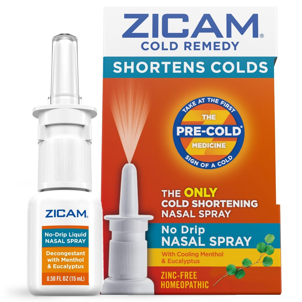 Zicam Cold Remedy No-Drip Nasal Mix with Soğutma Menthol & Eucalyptus, Homeopathic, çinko-Free, Pre-Cold Medicine, Shortens Cold Duration, 0,5 Ounce