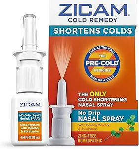 Zicam Cold Remedy No-Drip Nasal Mix with Soğutma Menthol & Eucalyptus, Homeopathic, çinko-Free, Pre-Cold Medicine, Shortens Cold Duration, 0,5 Ounce