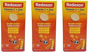 Redoxon Vitamin C Tabletleri | Orange Flavor, Effervescent Double Action Supplement of Vitamin C and Çinko for Immune System Support, Healthier Lifestyle, and More Energy; 3Pack of 20 Tablets