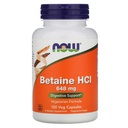 Τώρα Τρόφιμα Betaine HCl, 648 mg με 150 mg Pepsin, 120 κάψουλες, 2 συσκευασίες