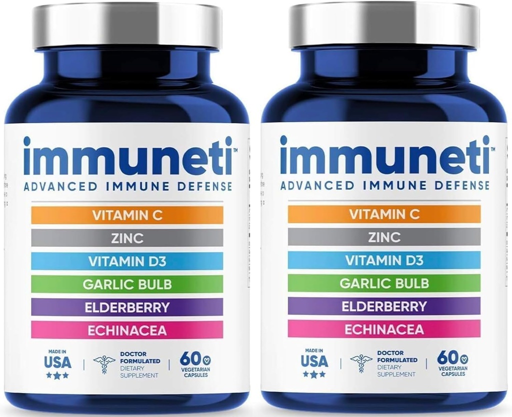 Immuneti - Gelişmiş Immune Defense, 6in-1 Vitamin C, Vitamin D3, çinko, Yaşlılar, Bulb Bulb, Echinacea - 2 Pack - Destekler Genel Sağlık