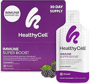 Sağlıklı Immune Super Boost Daily Liquid Supplement - Echinacea, Elderberry, C vitamini, Vitamin D, Kalsiyum & çinko - 30 Gel Packs