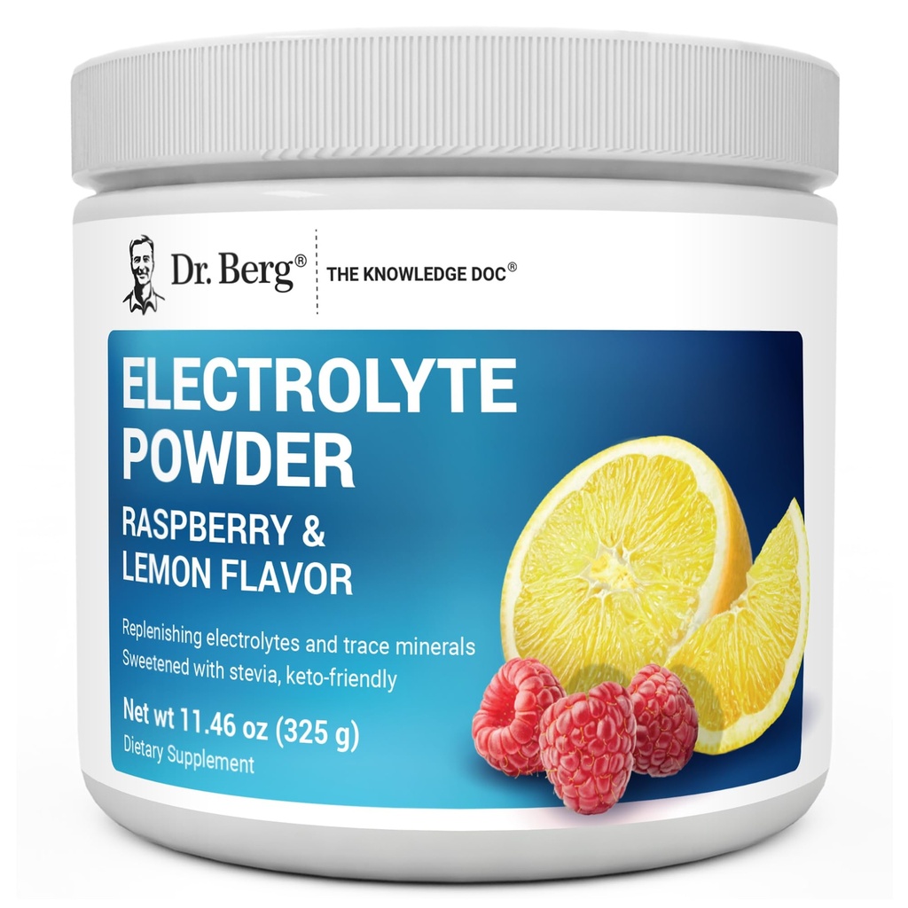 Dr. Berg Zero Sugar Hydration Keto Electrolyte Toz - Pids & Real Pink Himalaya Salt (NOT Table Salt) - Raspberry & Lemon Flavor Hydration Drink Supplement - 50 Hizmetler