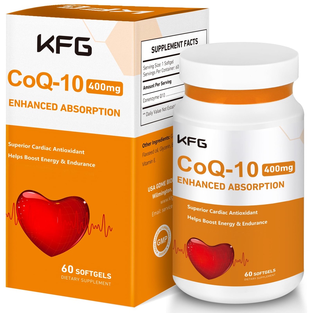 KFG CoQ10 400mg Softgels, Συνένζυμο Q10 Συμπληρώματα Υποστήριξη Καρδιακή Υγεία, Καρδιαγγειακή Υγεία, Ανοσολογικό Σύστημα & Κυτταρική Παραγωγή Ενέργειας, Χωρίς Γλουτένη
