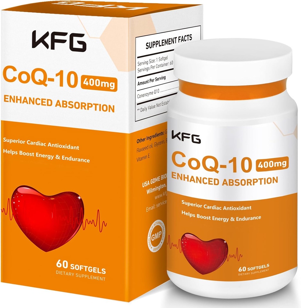 KFG CoQ10 400mg Softgels, Συνένζυμο Q10 Συμπληρώματα Υποστήριξη Καρδιακή Υγεία, Καρδιαγγειακή Υγεία, Ανοσολογικό Σύστημα & Κυτταρική Παραγωγή Ενέργειας, Χωρίς Γλουτένη