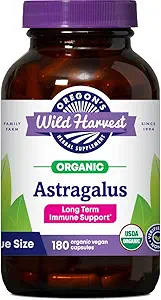 Oregon'un Wild Harvest Non-GMO sertifikalı Organik Astragalus Capsules Long Term Immune Support Herbal Supplements-180 Count