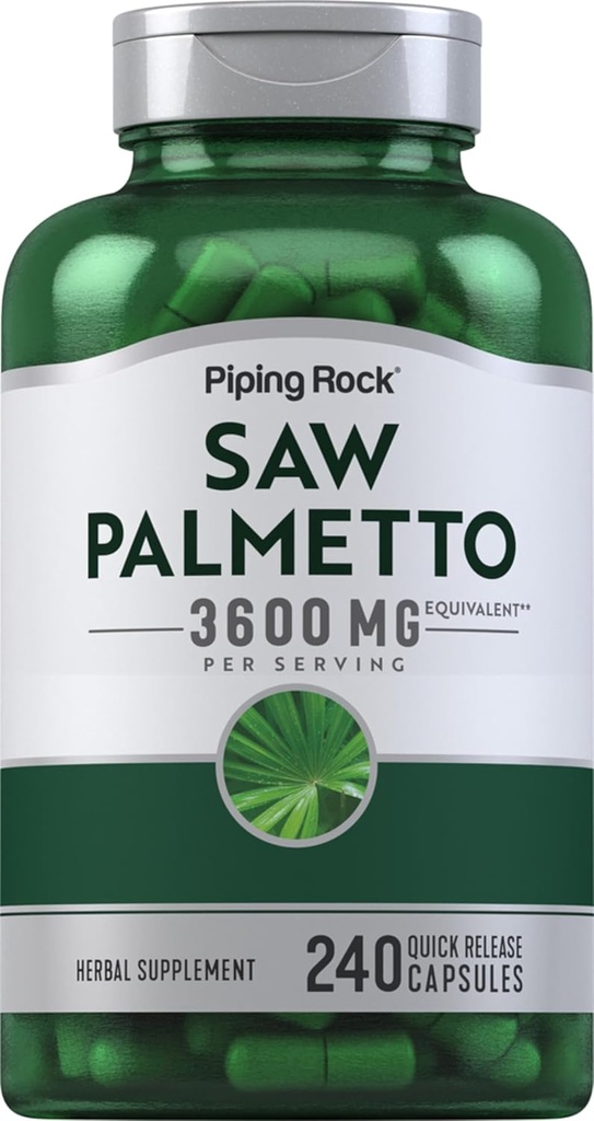 Piping Rock Saw Palmetto 3600 mg | 240 Capsules | Erkekler ve Kadınlar | No-GMO, Gluten Free Supplement