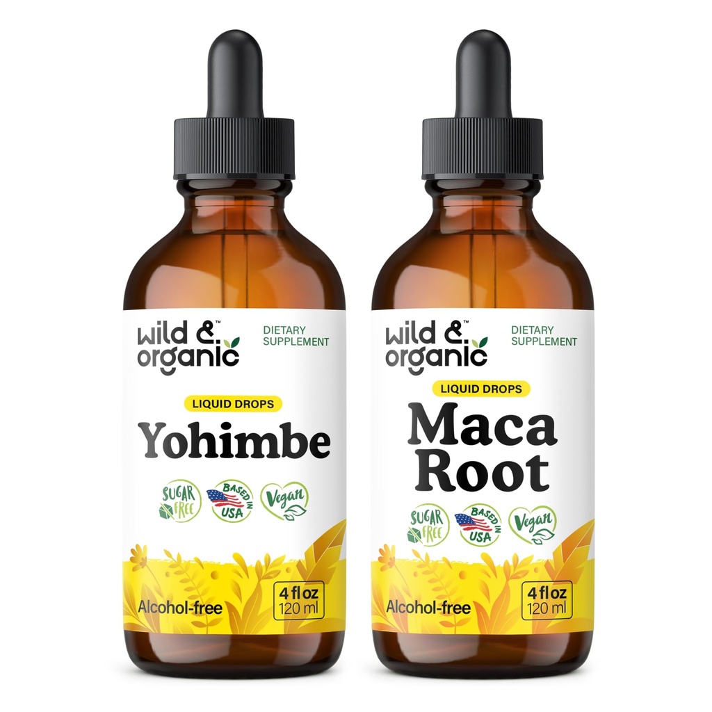 Wild & Organic Yohimbe Tincture 4 fl oz & Maca Root Tincture 4 fl oz
