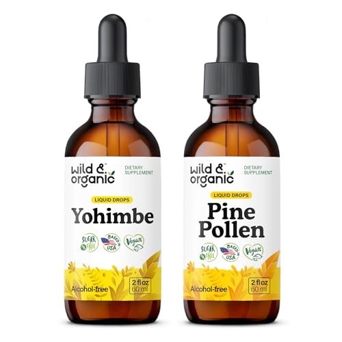 Wild & Organic Yohimbe Tincture 2 fl oz & Pine Pollen Tincture 2 fl oz