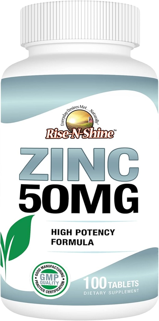 Rise-N-Shine 50 Mg çinko Supplements - Immune Support Supplement - Yüksek Potency Antioksi - 100 Day Supply (100 Tablet)
