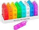 Daviky Monthly Pill Organizer 3 Times a Day, 30 Day Pill Organizer with Small Pill Box, One Moon Medicine Organizer, 31 Day Pill Case Pill Container to Hold Vitamin, Supplement and Drug
