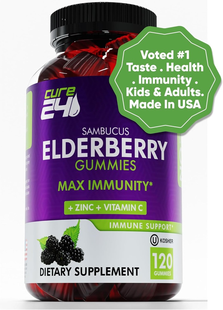 Gummys Elderberry με βιταμίνη c και ψευδάργυρο 120 Count