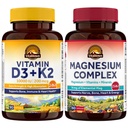 Vitalitown Vitamin D3 K2 & Magnesium Complex Bundle (Pack of 2) | Vitamin D3 10000 IU + K2(Item 1) & 25-in-1 Magnesium Complex (Item 2)