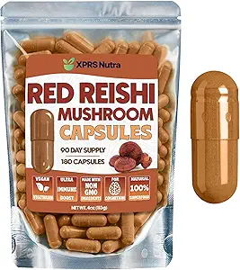 Κάψουλες Reishi Mushroom - 180 Κάψουλες Reishi Red Reishi Mushroom - 3 μήνες προσφοράς Real Μανιτάρια Reishi συμπλήρωμα χάπια για Γνωστική και Ανοσοποιητική Ενίσχυση - Mushroom Reishi Hongo Reishi Organico