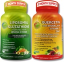 Liposomal Glutathione 500 mg & Quercetin with Bromelain, çinko ve C vitamini - Antioksi & Immune Support Sche with Organic Whole Food Mixs – Vegan, Non-GMO Respiratory Health Formula