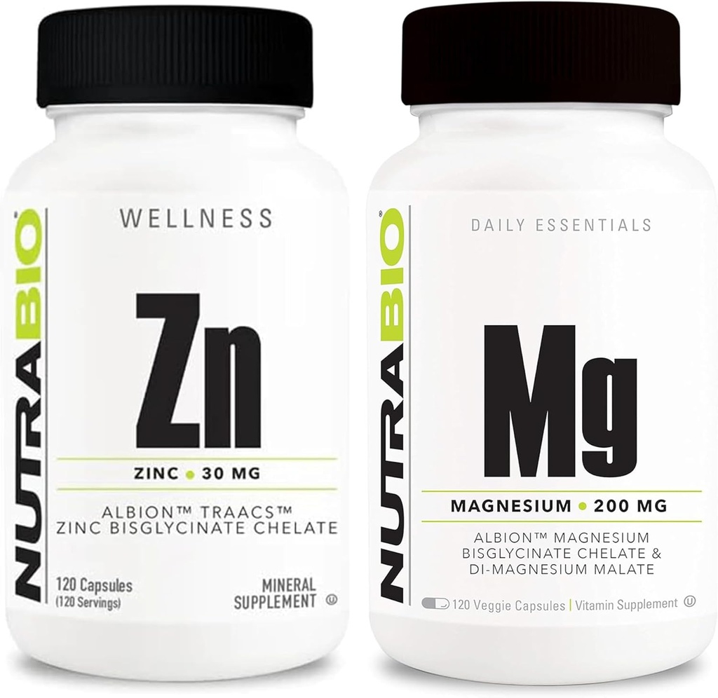 NutraBio Χηλικός ψευδάργυρος και αντιδραστήριο συμπλήρωμα μαγνήσιο Bundle – συμπλήρωμα βιταμίνης Bundle μπορεί να βοηθήσει στην υποστήριξη του ανοσοποιητικού συστήματος και της υγείας των οστών