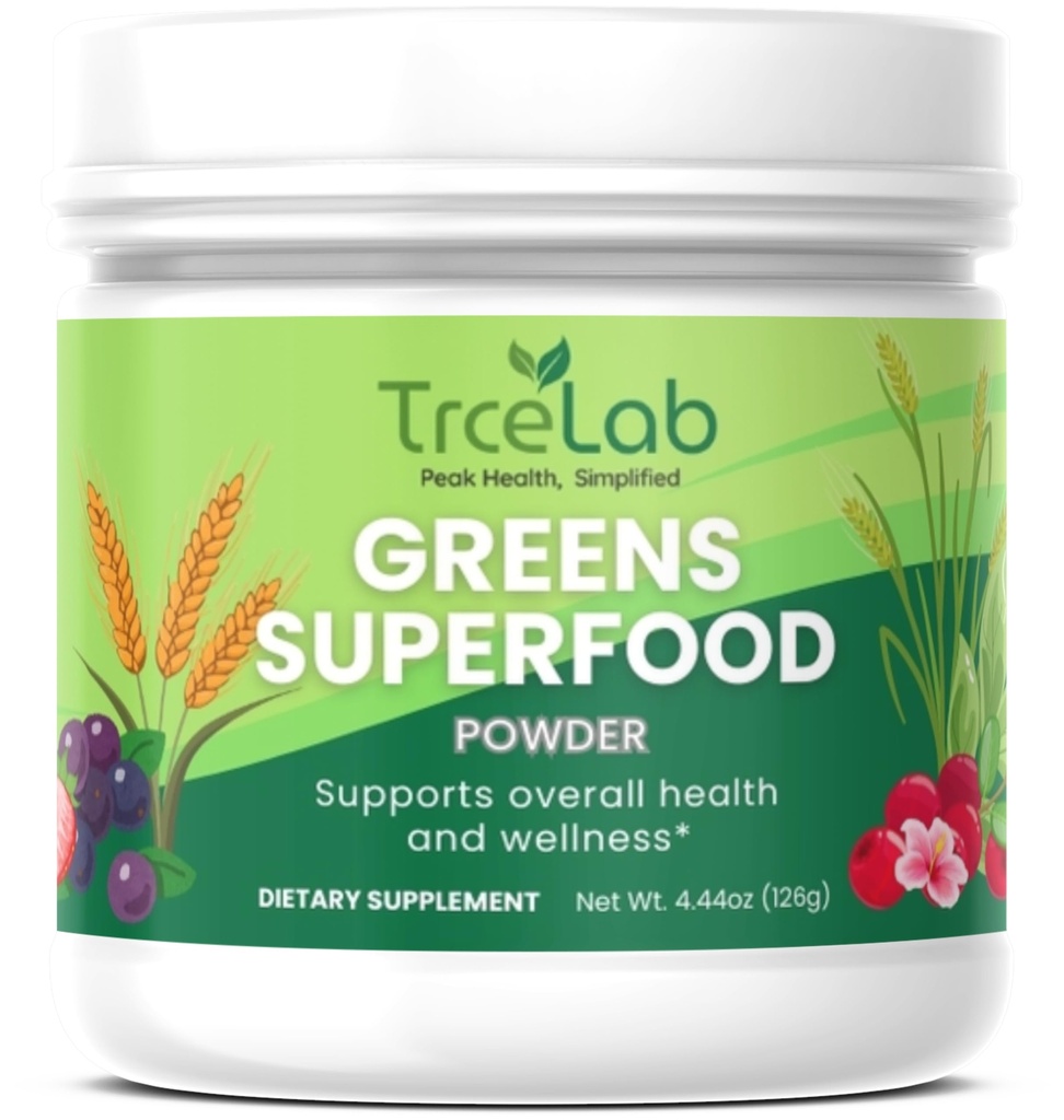 Super Greens Powder with Inulin & Ginger Root - Greens Superfood Powder with Barley Grass, Broccoli, Spirulina, Alfalfa, Wheat Grass - 126g