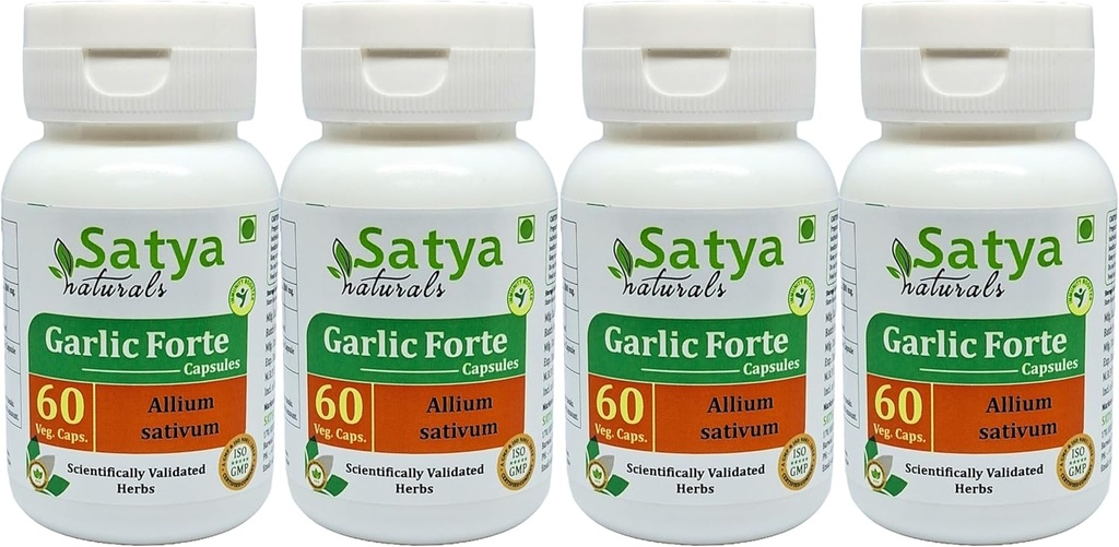 Capsule Forte Capsules 500 mg. 60 Veg. Capsule | Lahsan (Allium Sativum) Erkekler ve Kadınlar için Kapsüller | Ayurvedic Herbal Supplement/R capturedes | 10:1 Forte (4 Şişeler 60 Capsules)