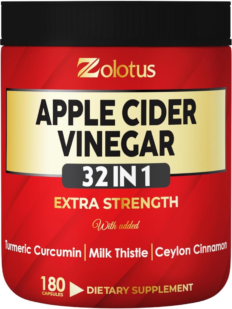 Zolotus 321 Κάψουλες μηλίτη μήλου με Turmeric, Cinnamon, Milk Thistle, Elderberry, Quercetin & More for Supports Digestion, Immune - 180 Κάψουλες