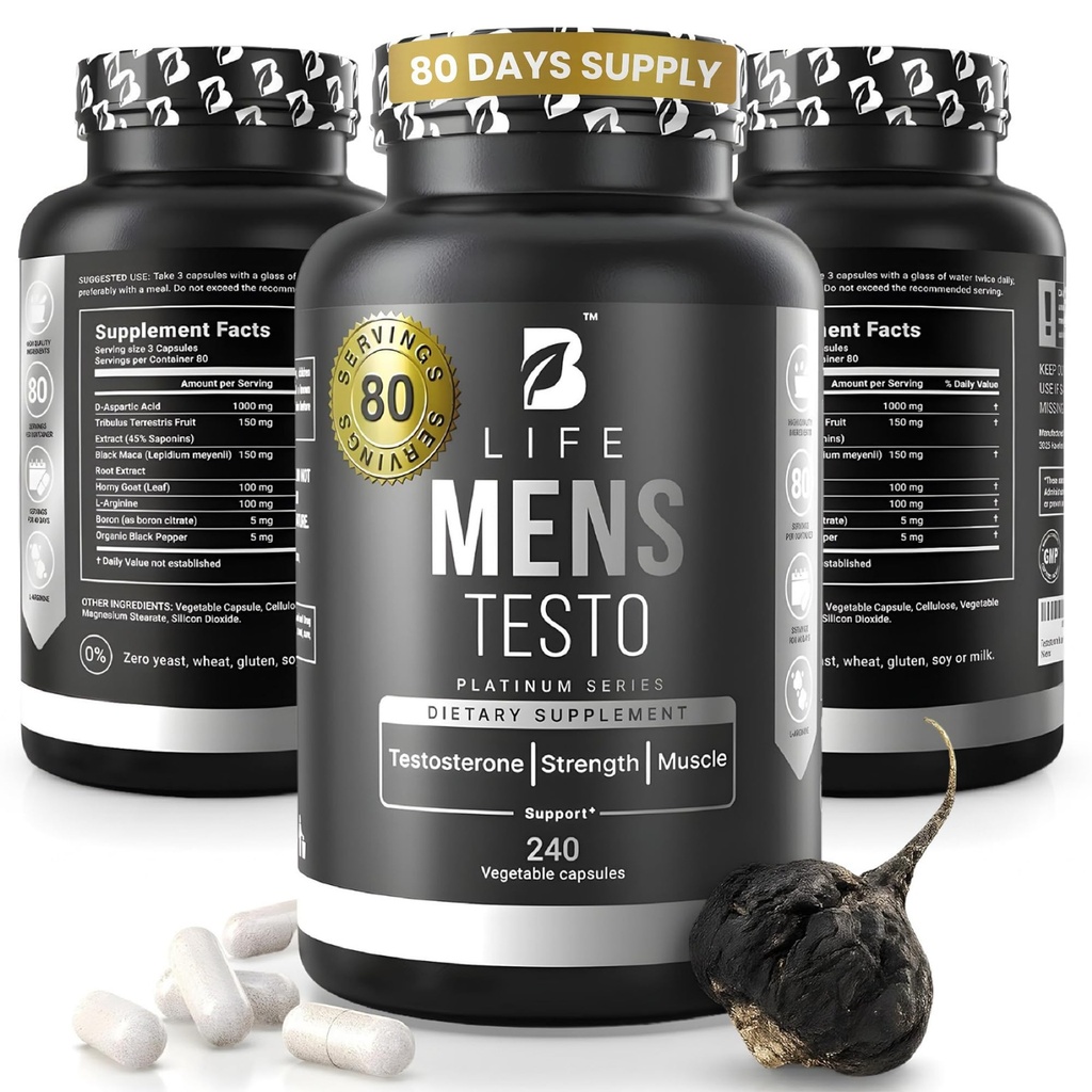 Erkekler için testosteron ATM Supplement | Boron Supplement for Men with Tribulus Terrestris, Black Maca, Horny Goat Weed, L-Arginine | Stamina, Endurance, Kas Büyüme ve Güçlü | 80 Hizmetler