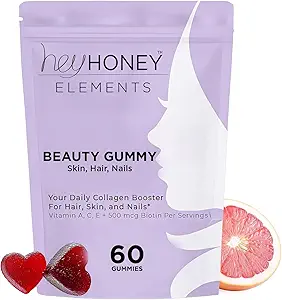 Hey Honey Skin Care Vegan Collagen Gummies – Kadınlar için Anti-Aging Beauty Vitaminleri | Wrinkle Support, Saç Skin Nails, Gluten Free, Antioksit, 60 Count