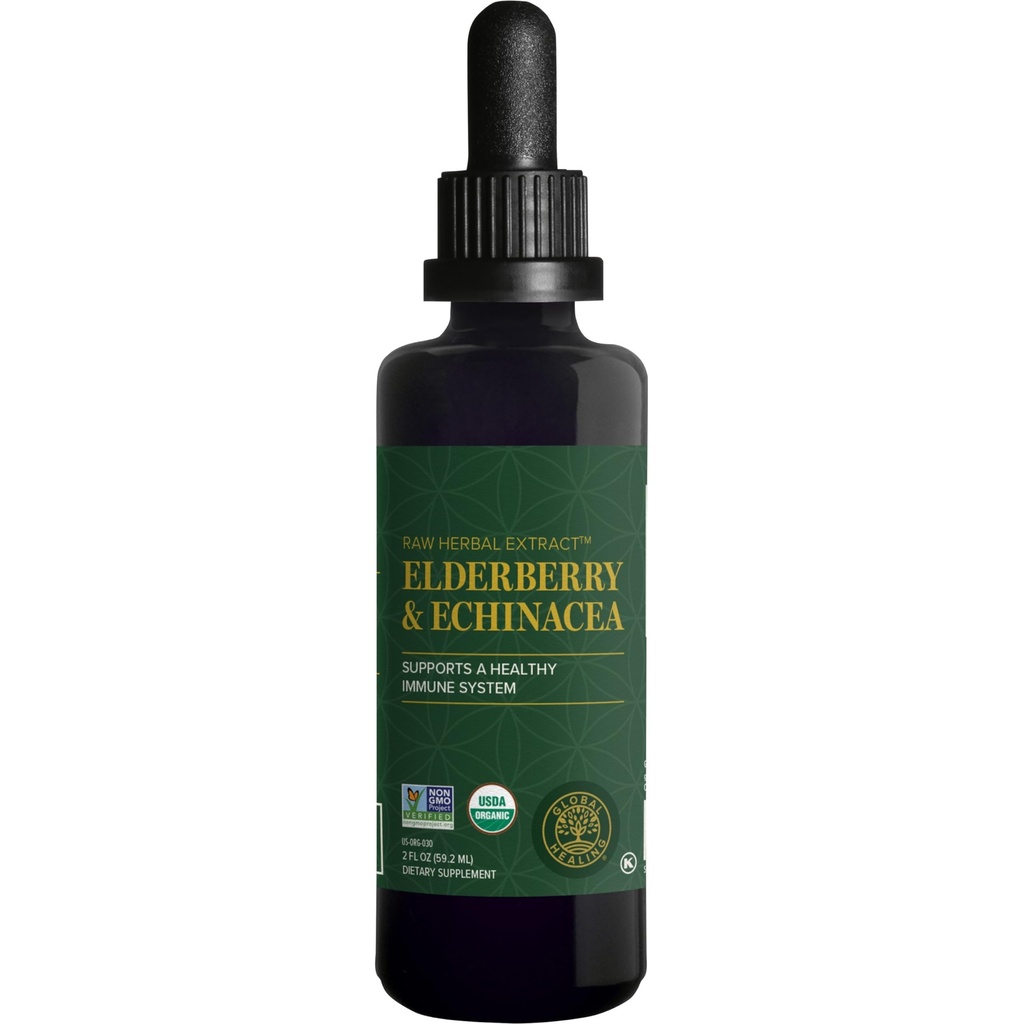 Παγκόσμια Θεραπεία USDA Organic Elderberry & Echinacea Υγρό συμπλήρωμα Βάμμα 