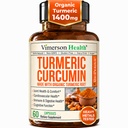Turmeric Curcumin Supplement with Black Pepper Extract - Υψηλής ισχύος οργανική κουρκουμά 1400mg & 95% κουρκουμινοειδή για την κοινή & πυγμή υγεία - Κοινό συμπλήρωμα υποστήριξης - 60 κάψουλες Vegan Curcuma