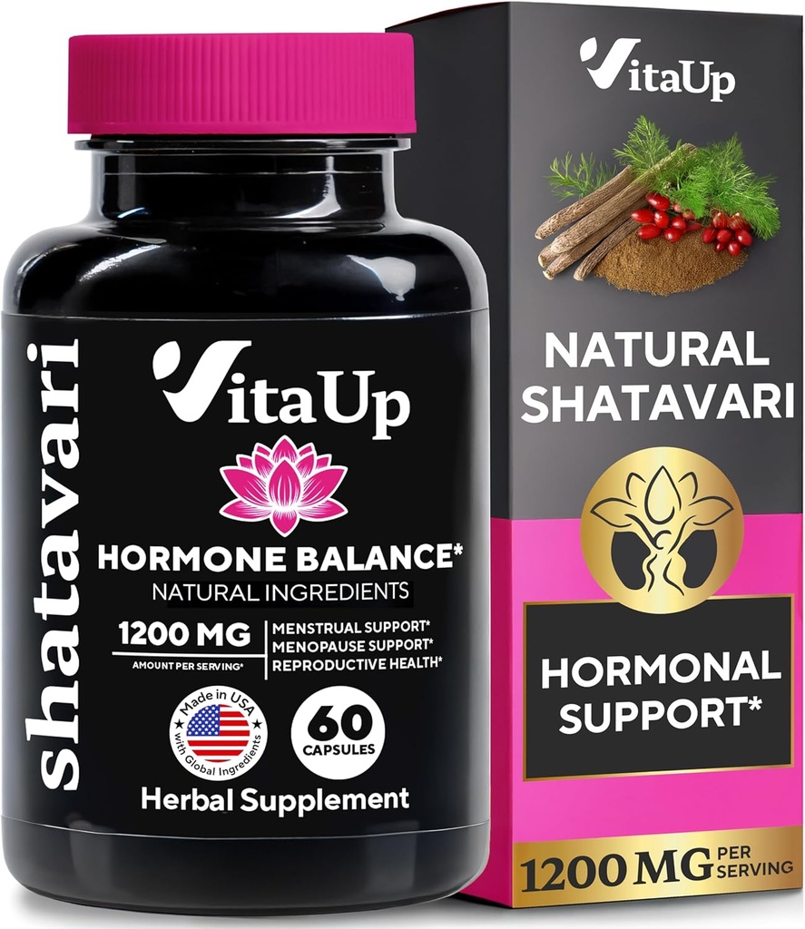 Shatavari Capsules for Women 1200 mg - USA Made Shatavari Root Supplement for Normal Hormonal Support, Menopause & Menstrual Wellness - 60 Vegan Capsules