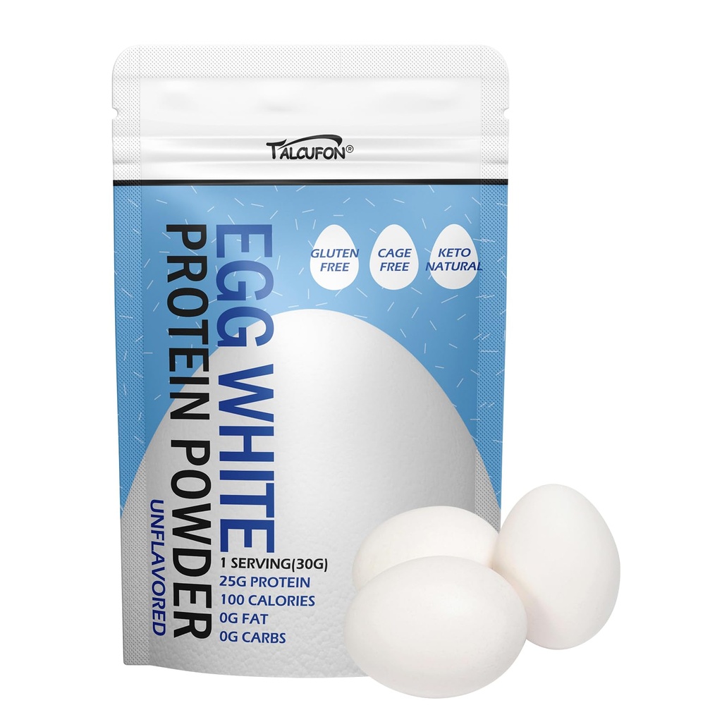 Talcufon Egg White Protein Powder 8 Oz Pasteurized No Additives, High Protein, Gluten-Free Ideal for Baking and Cooking, Unflavored 227G