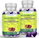 Mushroom Gummies Lions Mane Supplement Mushroom Supplement with Lions Mane, Türkiye Tail, Cordyceps, Reishi, Chaga Extract | Brain Health and Immune Support Gummies, 120 Count Count Count
